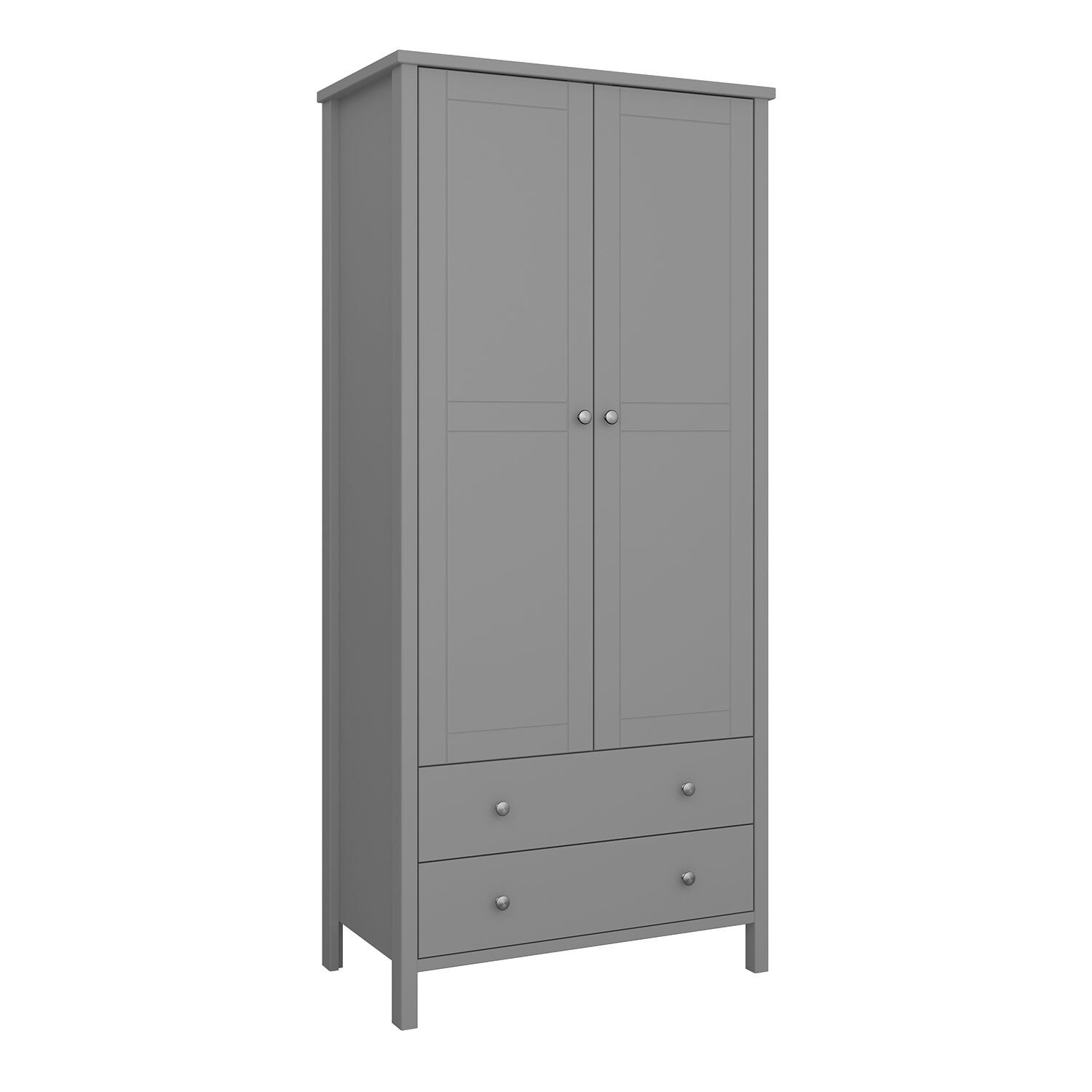 Furniture To Go - Tromso 2-Door 2-Drawer Wardrobe - Grey thumbnail