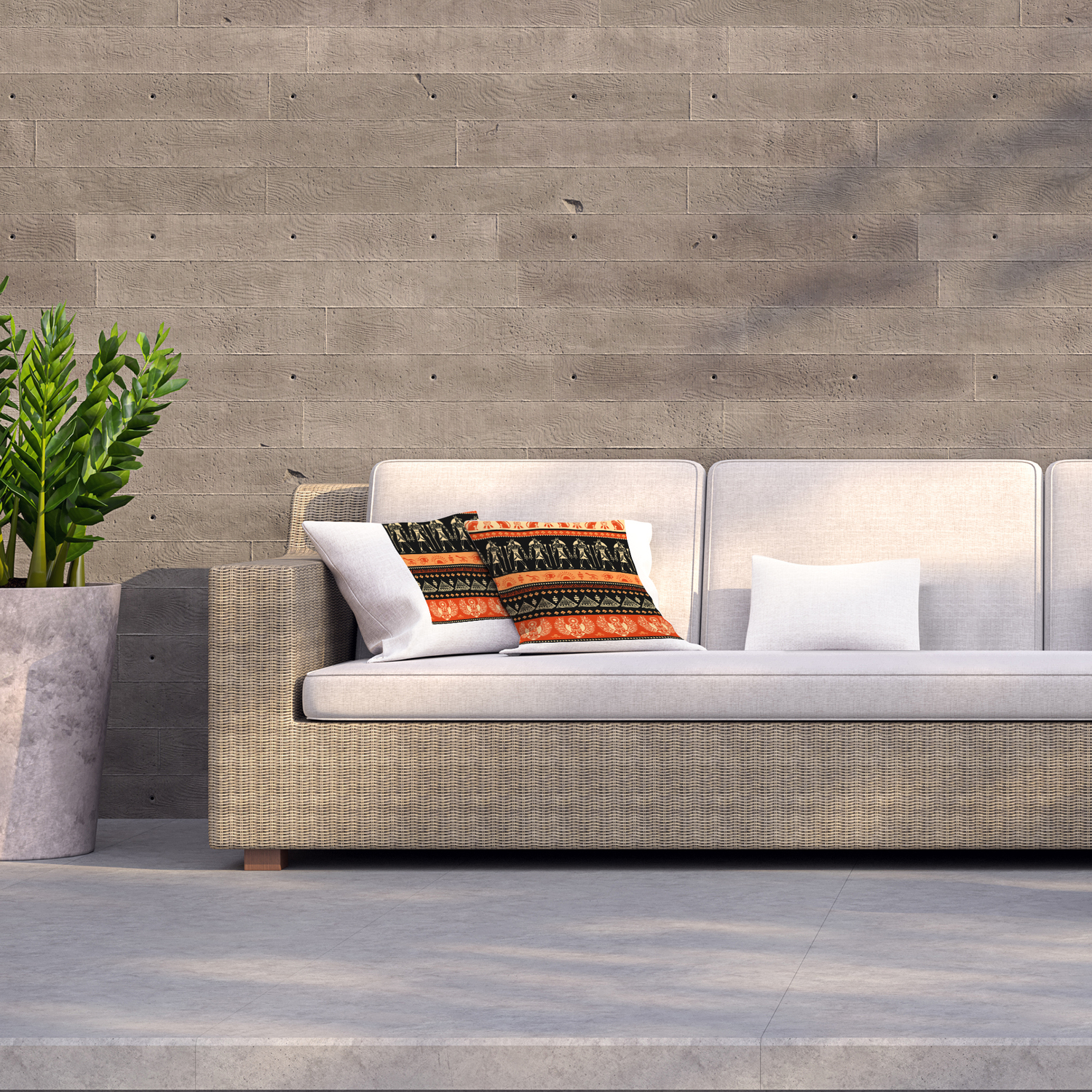 Tribal Ethnic Outdoor Cushion - Orange / 60cm