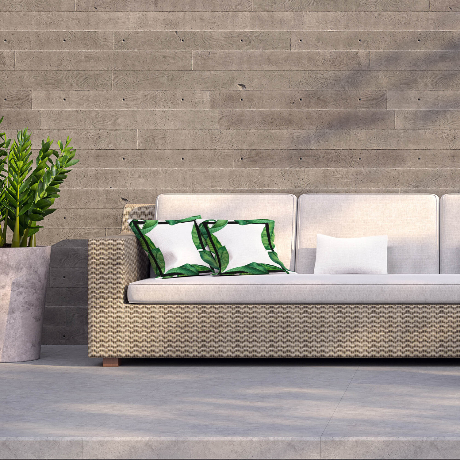 Botanical  Black Border Outdoor Cushion - Green / 60cm