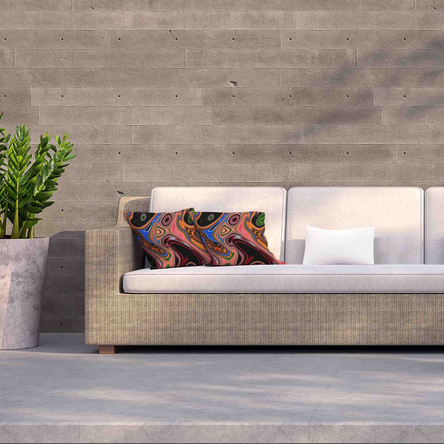 Pyschedelic Marble Pattern Outdoor Cushion - Orange / 60cm