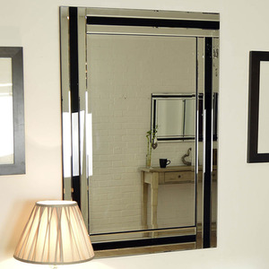 MirrorOutlet Dalton Black All Glass Large Dress Mirror 120 x 80cm