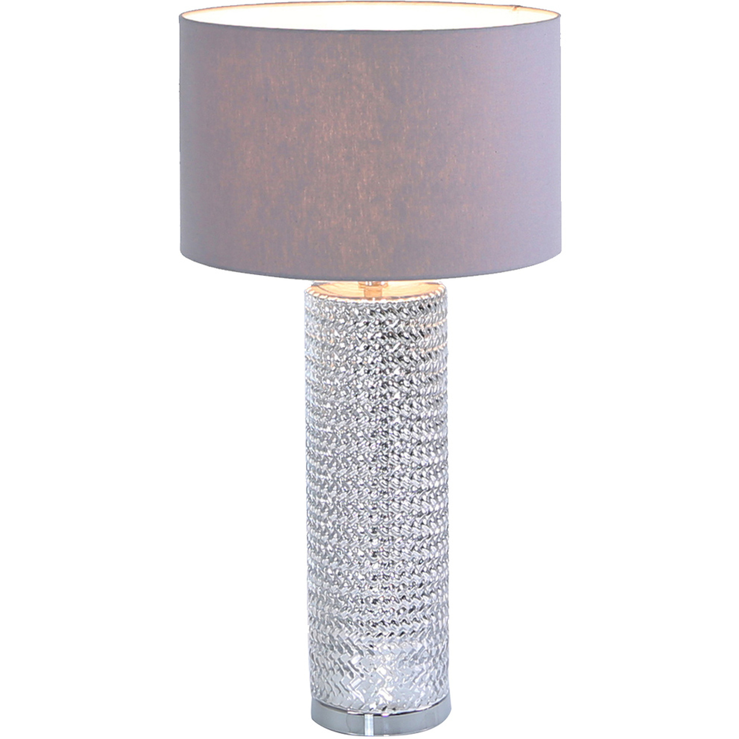 Vanity Living - Silver Glass Table Lamp with Grey Linen Shade - Grey Silver thumbnail