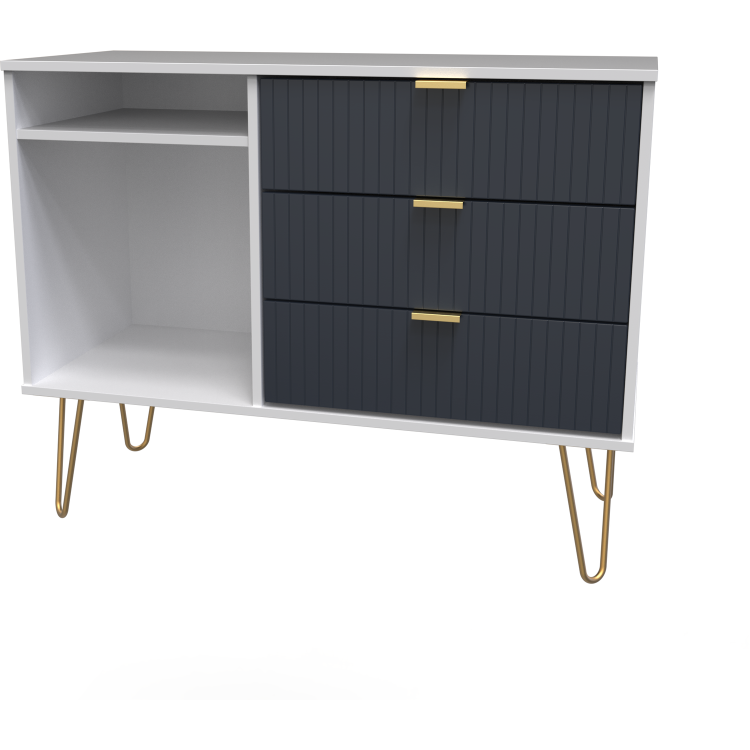 Linear 3 Drawer Tv Unit - Indigo Matt White
