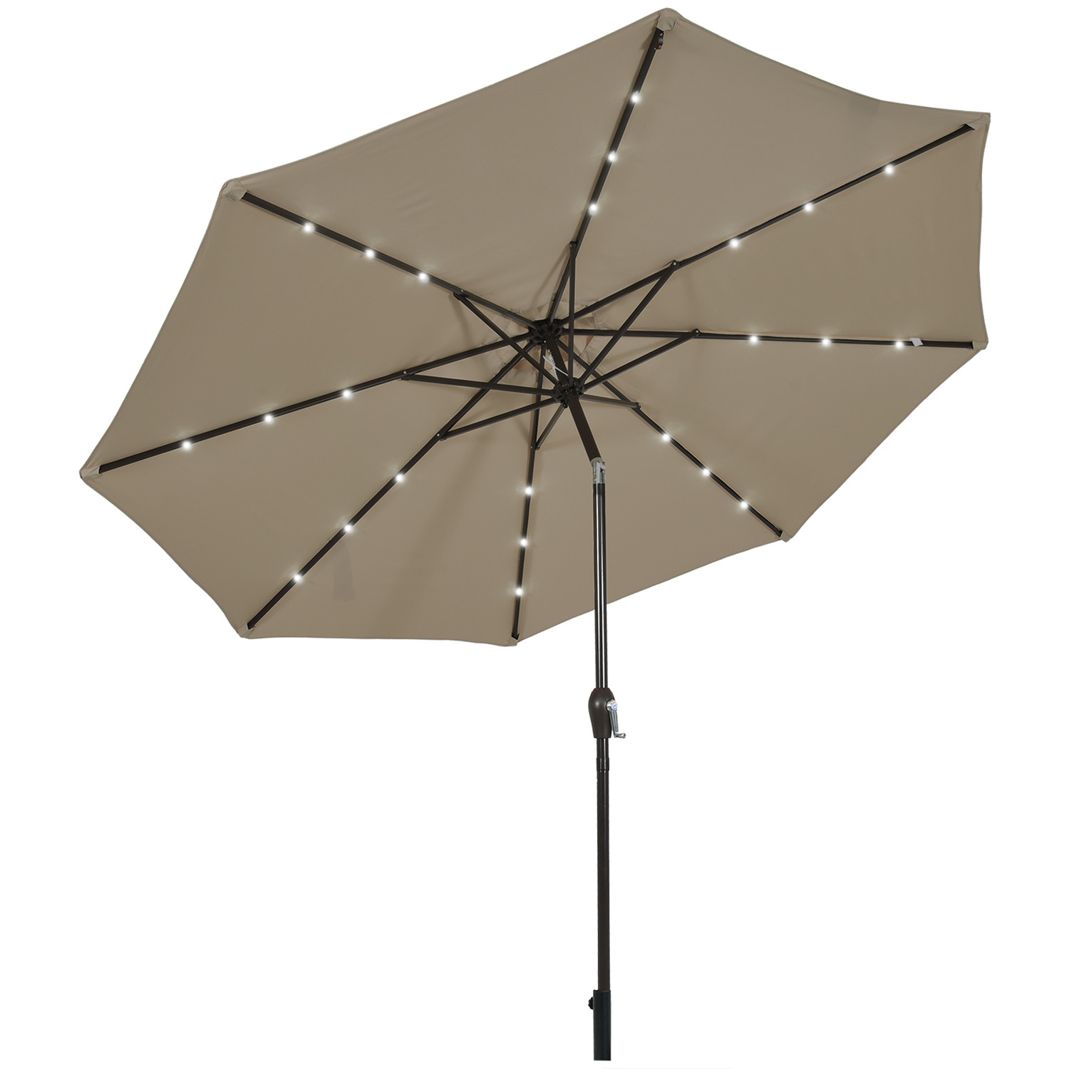 Costway 3m Solar Powered LED Lighted Patio Umbrella  - Brown thumbnail