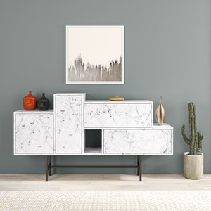 Hermes Sideboard 4 Doors 2 Drawers with Black Metal Legs