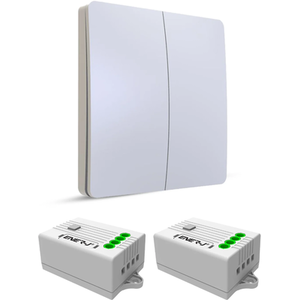 2 Gang Wireless white Kinetic Switch 2 500W RF Receiver