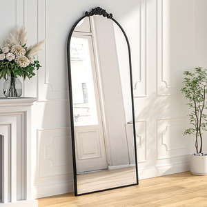 Vintage-Inspired Black Metal Framed Accent Mirror