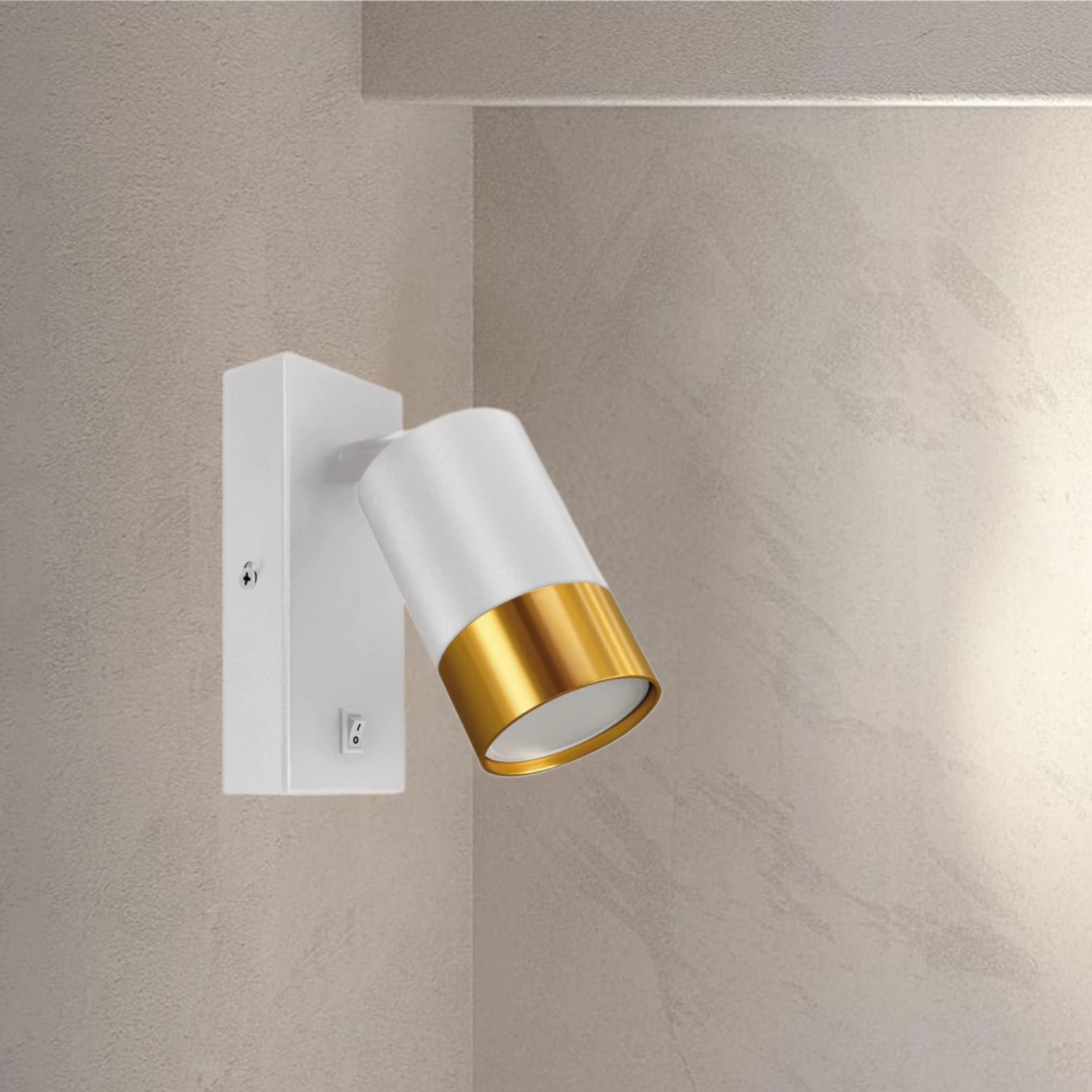 Cgc Puzon Adjustable Single Spotlight Wall Light With Switch - White