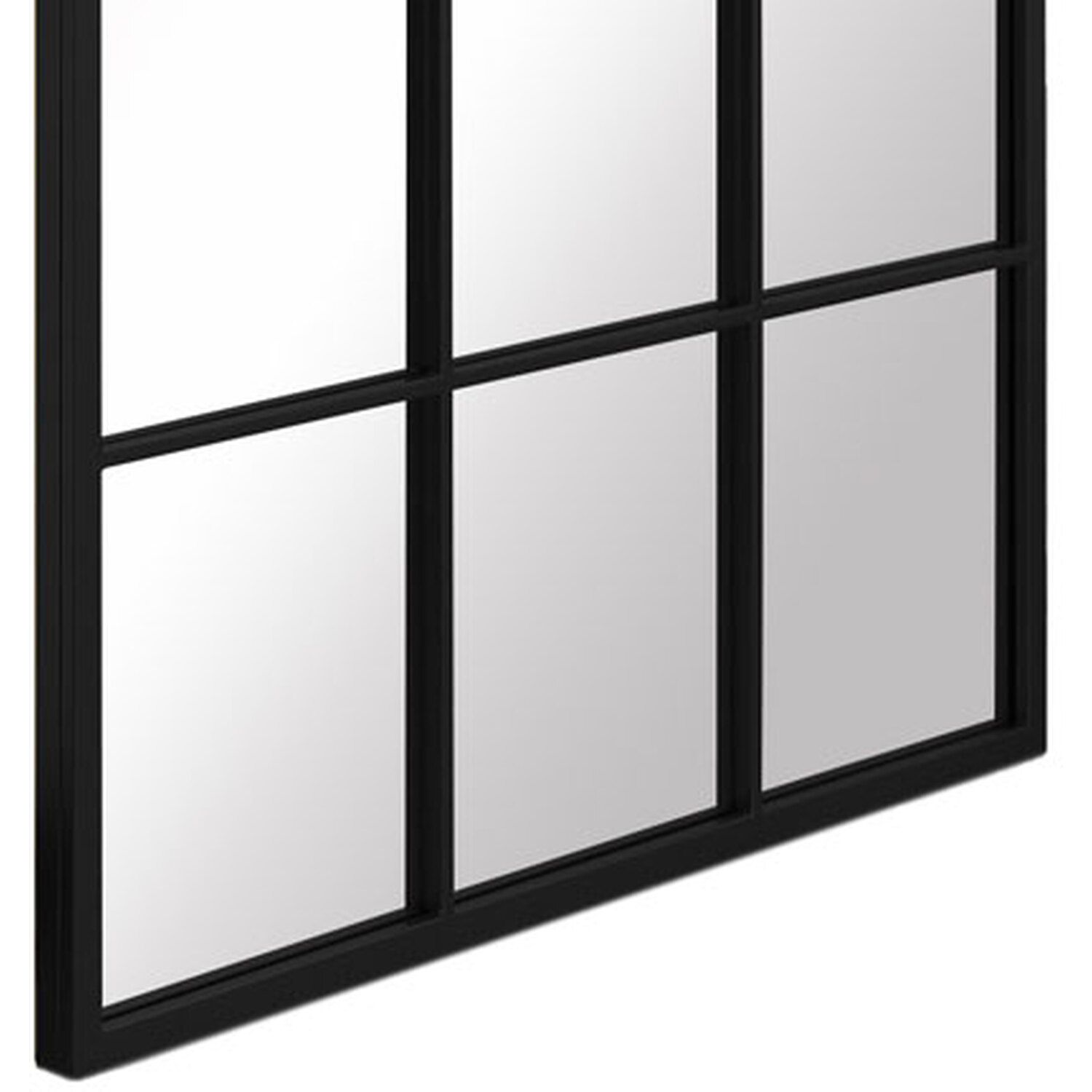 Fenestra Modern Metal Window Leaner Wall Mirror - Black