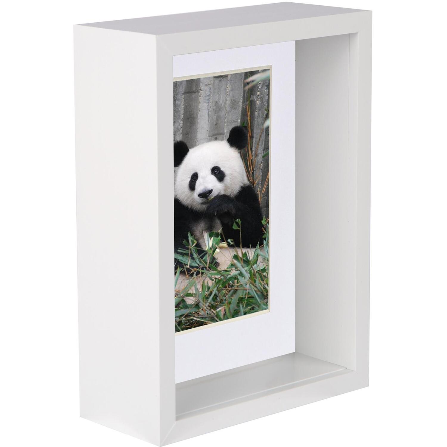5" x 7" 3D Deep Box Photo Frame - 4" x 6" Mount - White/White / 17.5cm