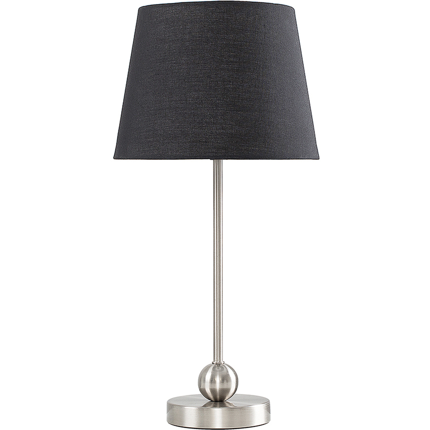 Theydon Silver Table Lamp Small Black Tapered Shade - Silver