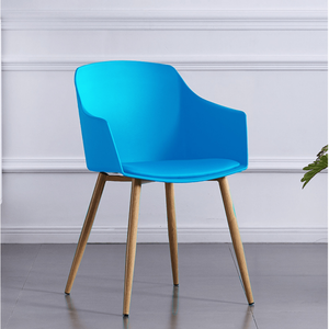 Blue Single Eden Plastic Dining Chair with Padded Leather Cushions for Dining Room shot 5629873