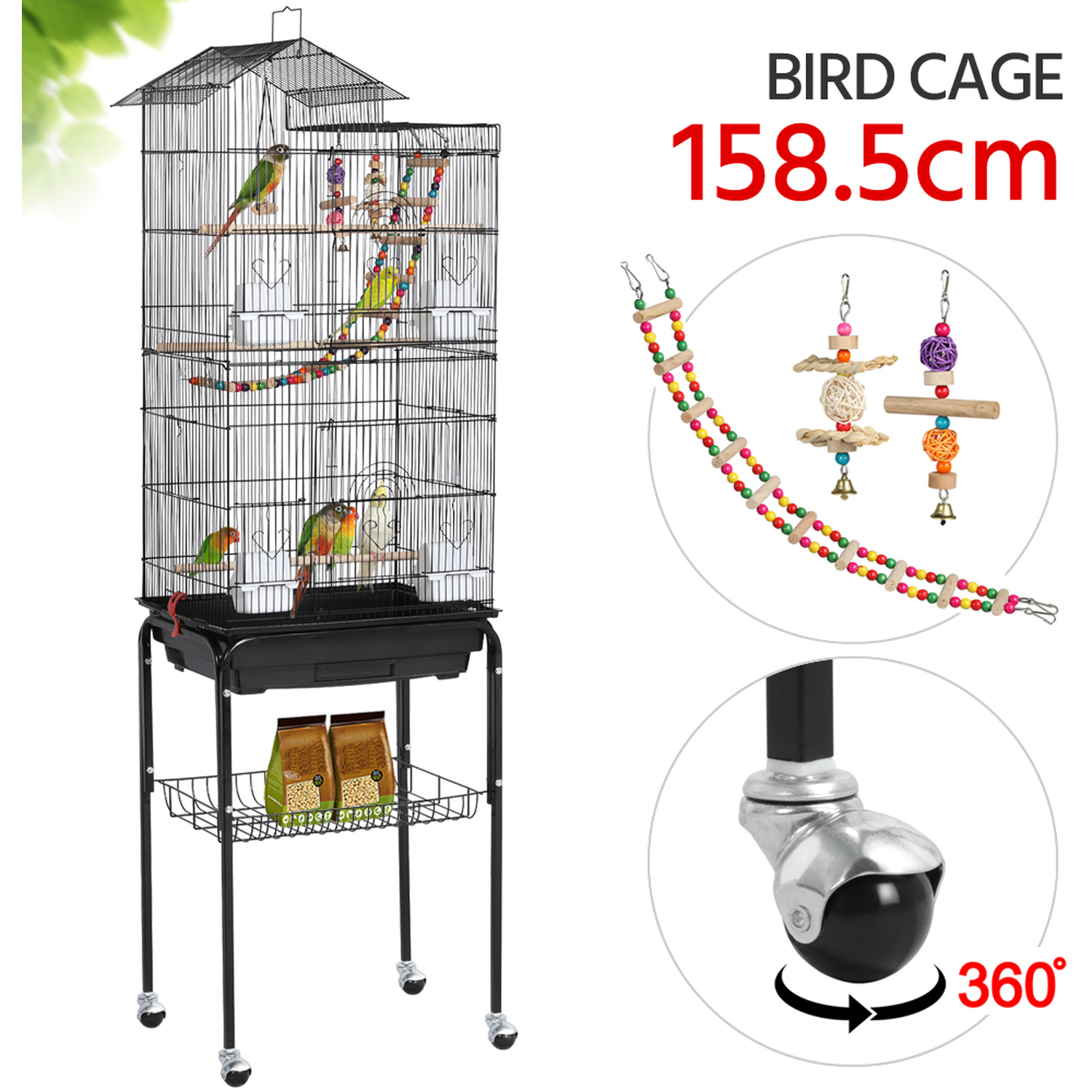 Picture of Rolling Metal Bird Cage with Detachable Stand