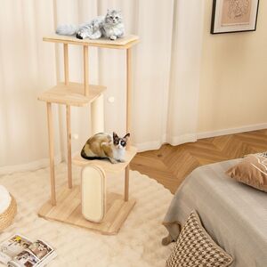 Yaheetech 136.5cm Cat Tree Tower With Hammock, Tunnel & Scratching Posts - Multi-Level Activity Centre