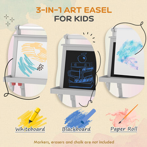 Grey AIYAPLAY Double-Sided Art Easel for Kids w Paper Roll shot 6165273