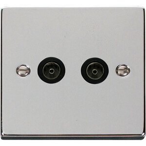 Polished Chrome 2 Gang Twin Coaxial TV Socket