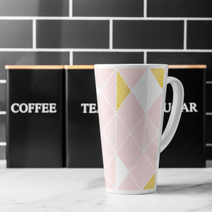 Pink  Gold Geometric Latte Mug