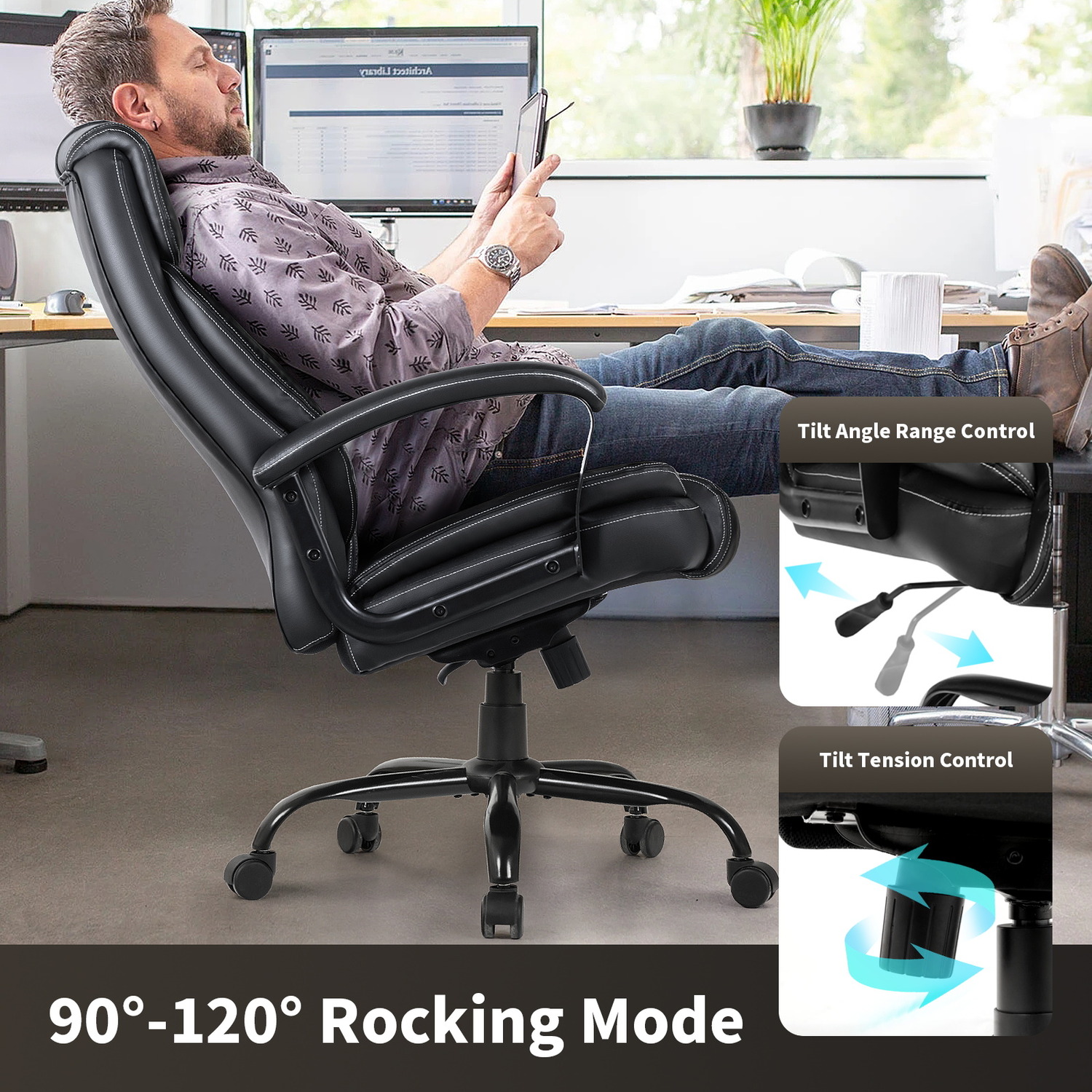 Height-adjustable Office Chair - Black