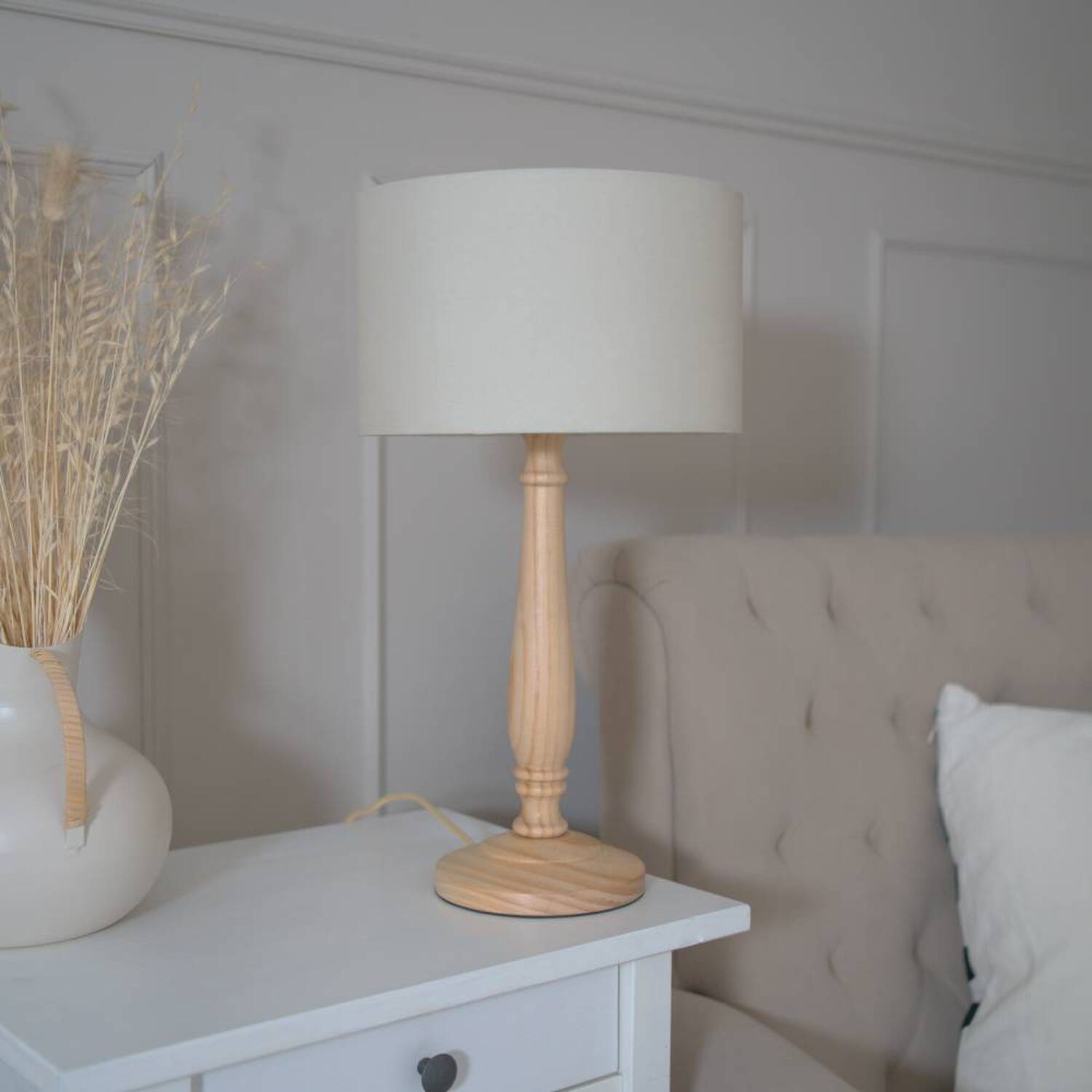 Image of Victoria Light Wood Table Lamp Drum&hellip;