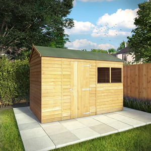 Waltons 10ft x 6ft Wooden Overlap Reverse Apex Roof Garden Storage Shed