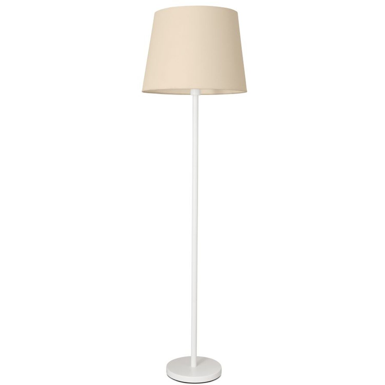 Charlie White Floor Lamp with Tapered Shade - Beige / No