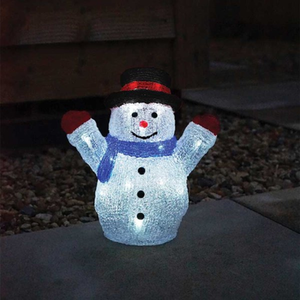 White LED Light up Acrylic Christmas Snowman Decoration shot 6642688