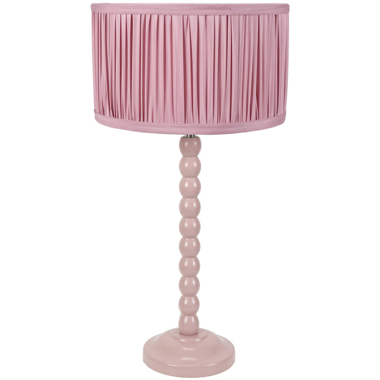 Bobbins Table Lamp with Ruched Pleated Drum Shade - Blush Pink / Bulb Included