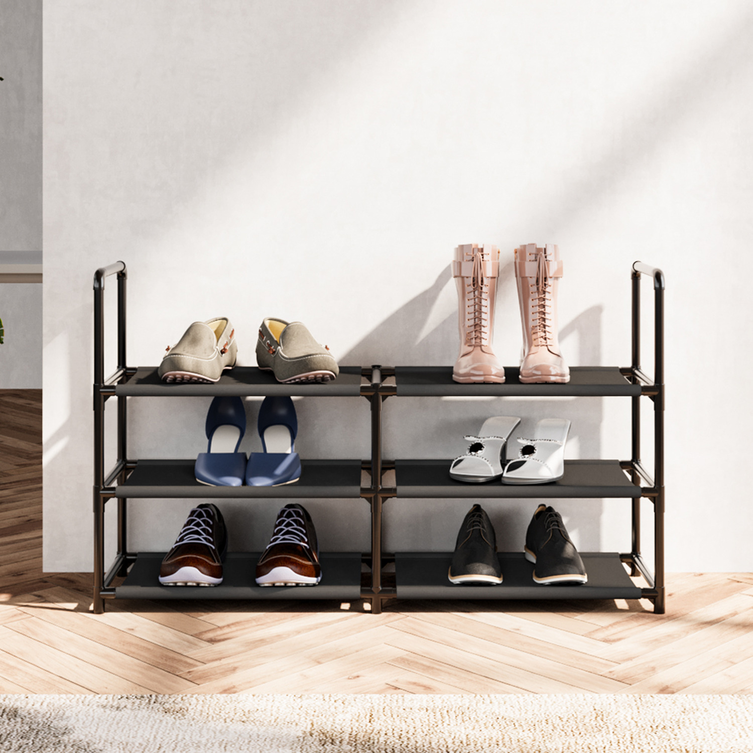 3-Tier Non-Woven Shoe Rack