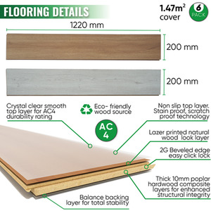 Oak Laminate Flooring Planks Floorboard Planks 6 Board Pack shot 7183584