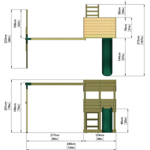 Redwood / 223cm Wooden Lookout Tower Playhouse with 6ft Slide shot 7756970