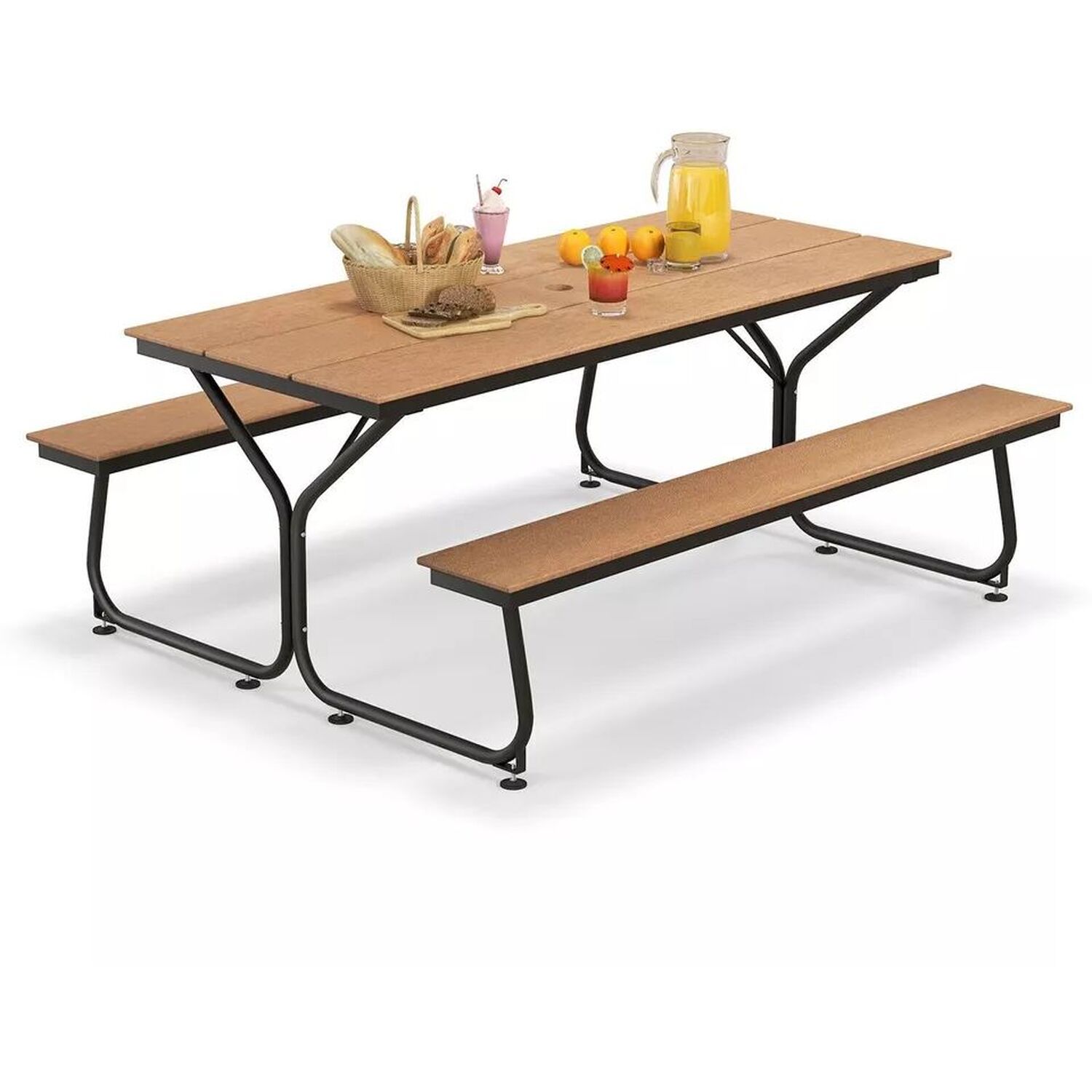 8 Seater Picnic Table And Bench Garden Set - Natural