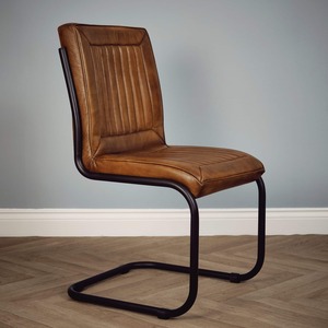 Genuine Leather Dining Chair Brown