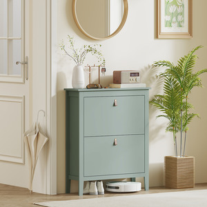 HOMCOM Shoe Cabinet with Flip Doors for Hallway Entryway