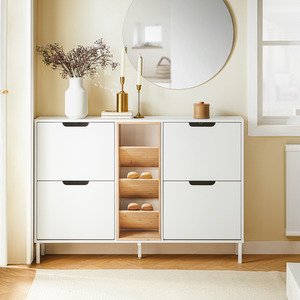 Shoe Storage Cupboard With Flip-drawers and Shelf