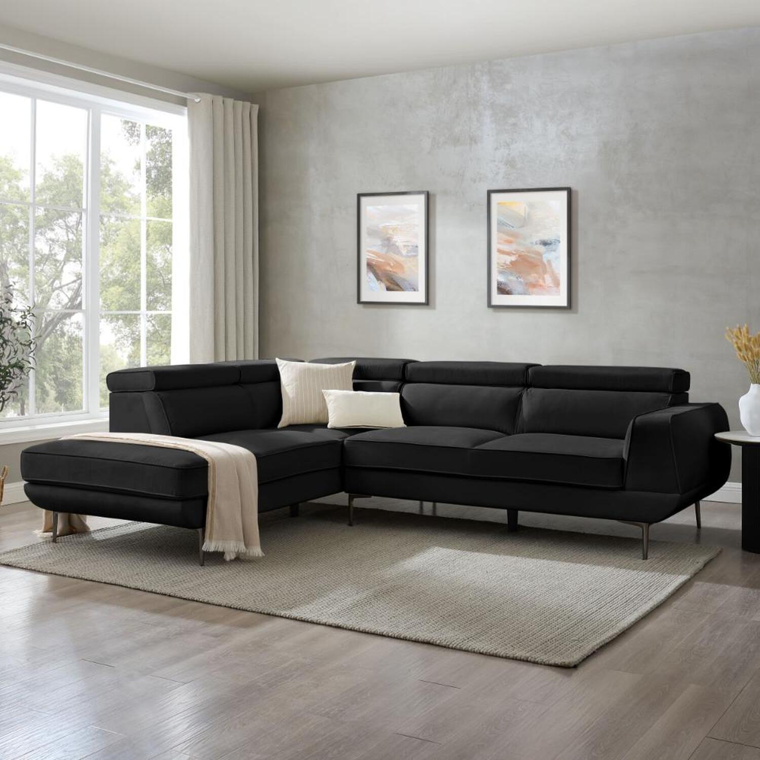 Mario Corner Sofa - Black Velvet