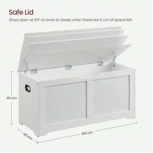 White VASAGLE Chest, Bench, Blanket Box with 2 Safety Hinges, Shoe Bench shot 9127764