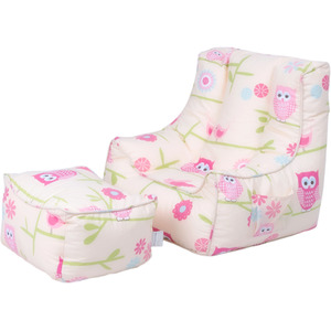 Kids Bean Bag Chair with Footstool Comfy Beanbag