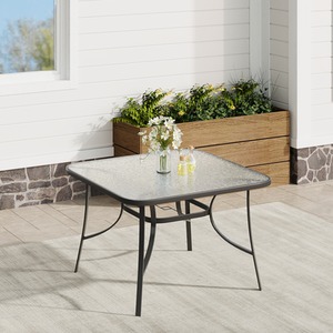 Tempered Glass Outdoor Table with Parasol Hole