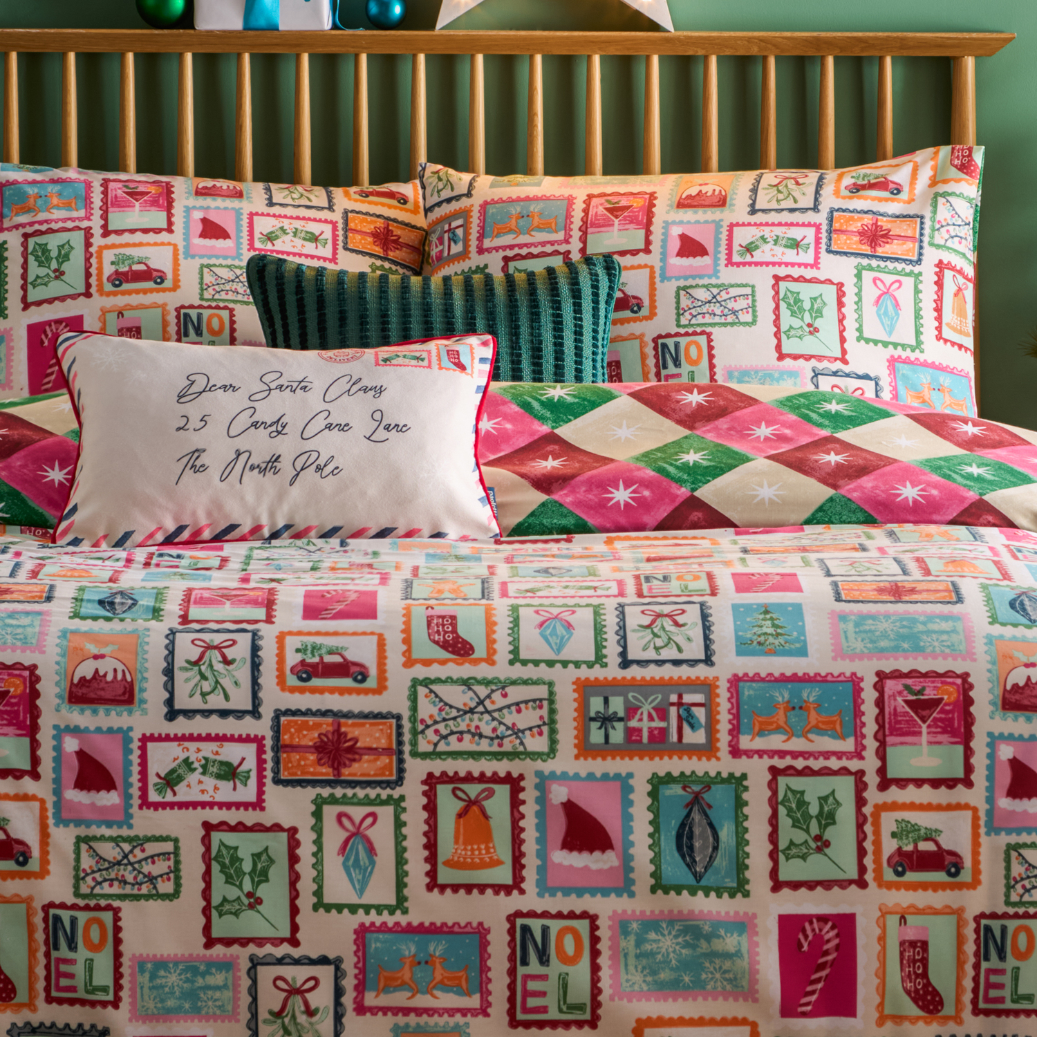 Dear Santa Printed Duvet Cover Set Double - Multicoloured