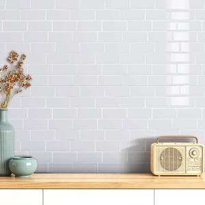 White 1 Set of 10 Self Adhesive 3D Tile Wallpaper Stickers (29.4cm x 21.4cm) shot 9734779