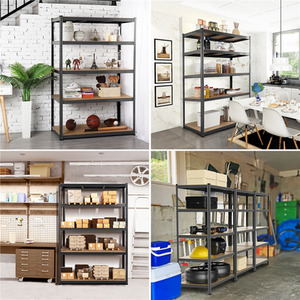 Black / MDF, Steel Yaheetech 5-Tier Metal Storage Shelf Display Rack shot 9914352