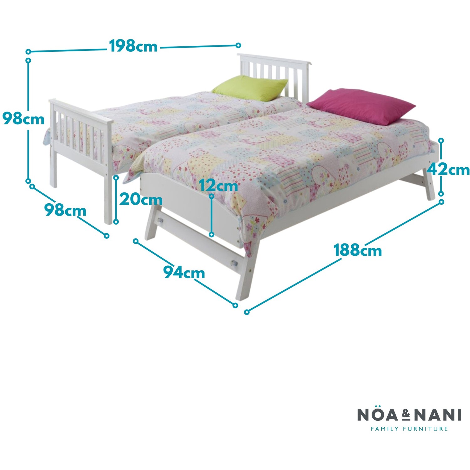 Millie Day Bed With Trundle - White