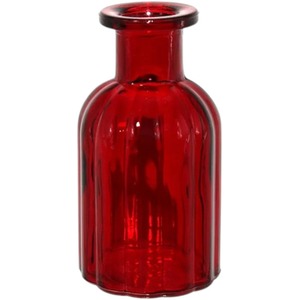Red Ribbed Glass Bud Vase