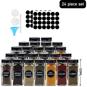 24 Glass Spice Jars with Metal Lids and Labels