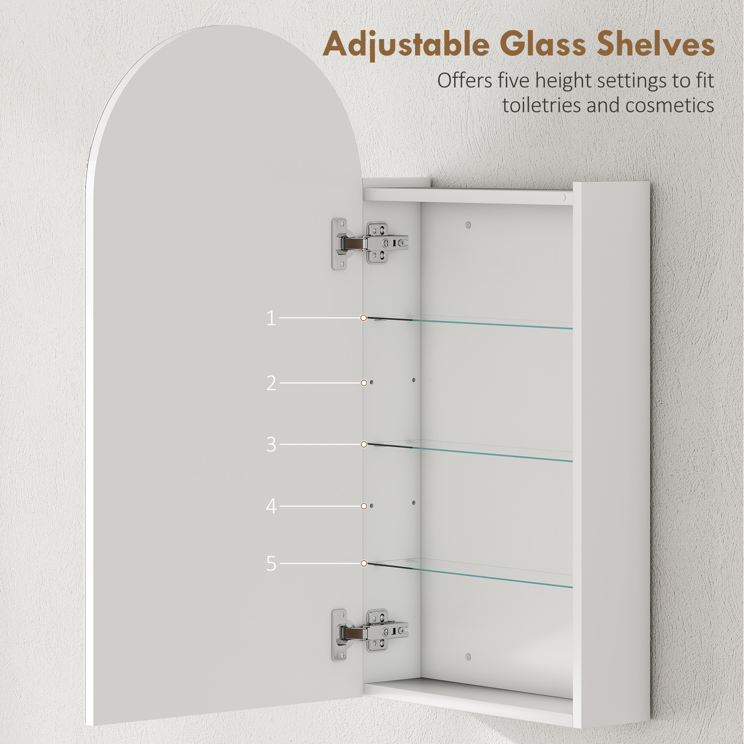 Homcom Bathroom Mirror Cabinet With Adjustable Glass Shelves - White