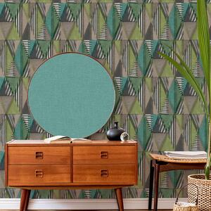 Geometric Retro Textured Diamond Abstract Brush Stroke Vinyl Wallpaper