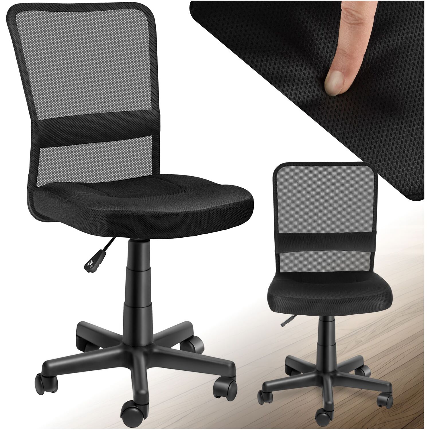 Office Chair Patrick Ergonomic Padded Stepless Height Adjustment - Black