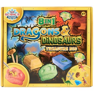 8 in 1 Dragons and Dinosaurs Treasure Dig Kit