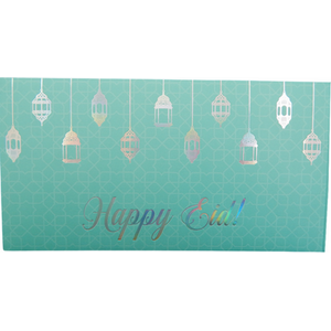 Happy Eid Money Envelopes Teal and Iridescent