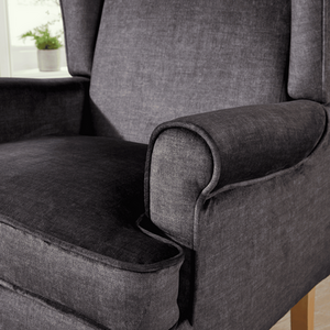 Charcoal Grey Helena Traditional Accent Armchair High Back Occasional Wing Back Design shot 11253689